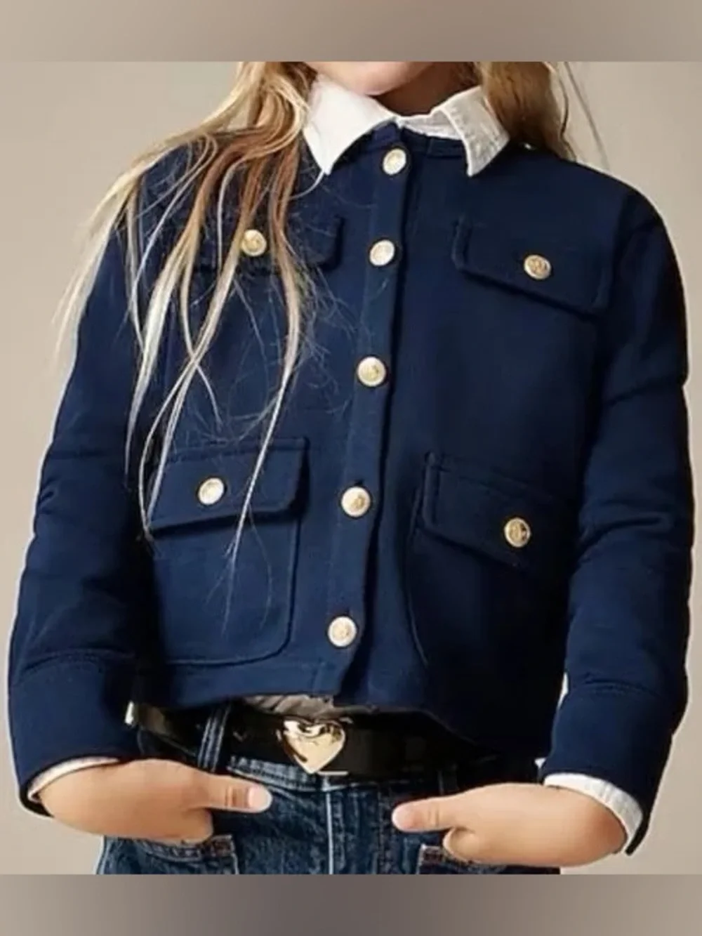 J.Crew Girls’ Navy French Terry Lady Jacket/Sailor White Pull-On Terry Short—6